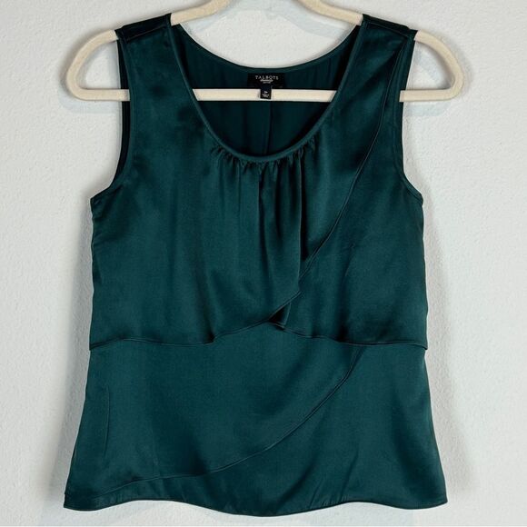 Talbots Green Silk Sleeveless Tiered Blouse 2P - Picture 1 of 6